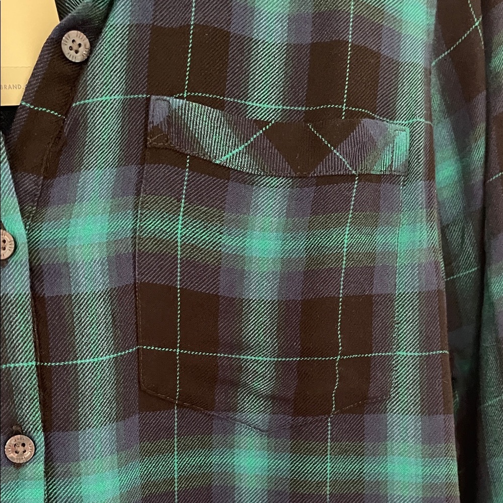 Lucky Brand Black, Blue and Green Plaid Button Down Shirt - Picture 6 of 7